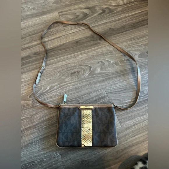 MICHAEL Michael Kors Handbags - Michael Michael Kors Brown Small Sequin Sparkle Crossbody Bag